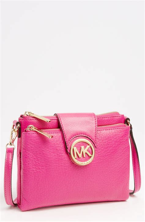 michael kors crossbody pink and gold|Michael Kors pink canvas tote.